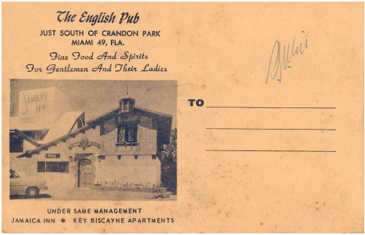 1955 English Pub postcard back